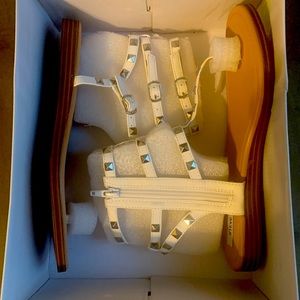 White silver studded Steve Madden KADY sandals